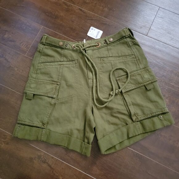 Free People Frankie Washed Shorts Womens XS Cargo Casual Boho Utility Army Green - Picture 4 of 7